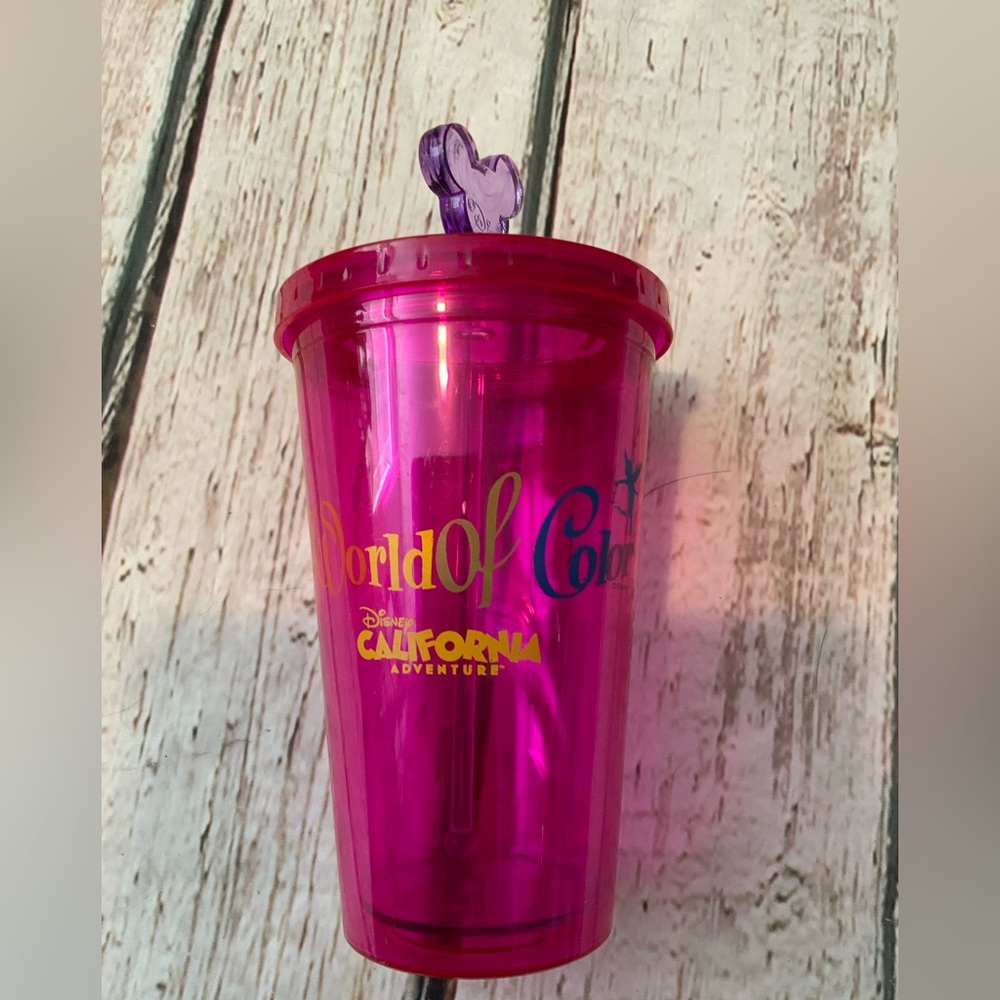 Disney California World of Color Cup‎ Tumbler w/Stirrer